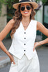 Solid Color Button Up V Neck Suit Vest